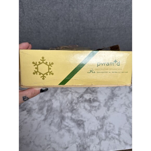 Vtg Pyramid Glass Ornaments Box 11 Stencil Glitter Solid Xmas USA READ Pink Blu - Picture 9 of 9